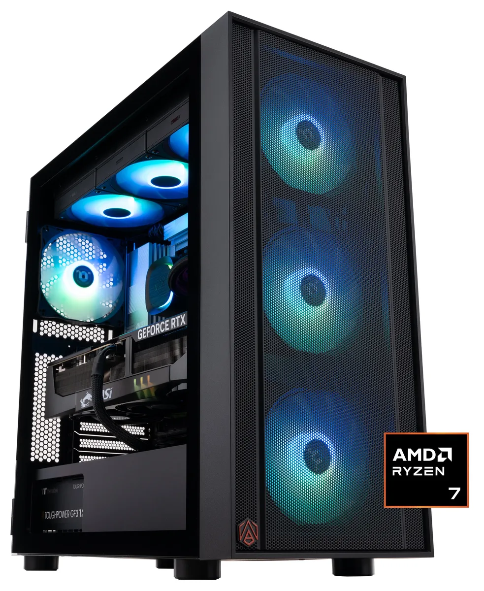 Black ABS H570 mid-tower with RGB-lit DDR5 and a 360 mm AIO cooler