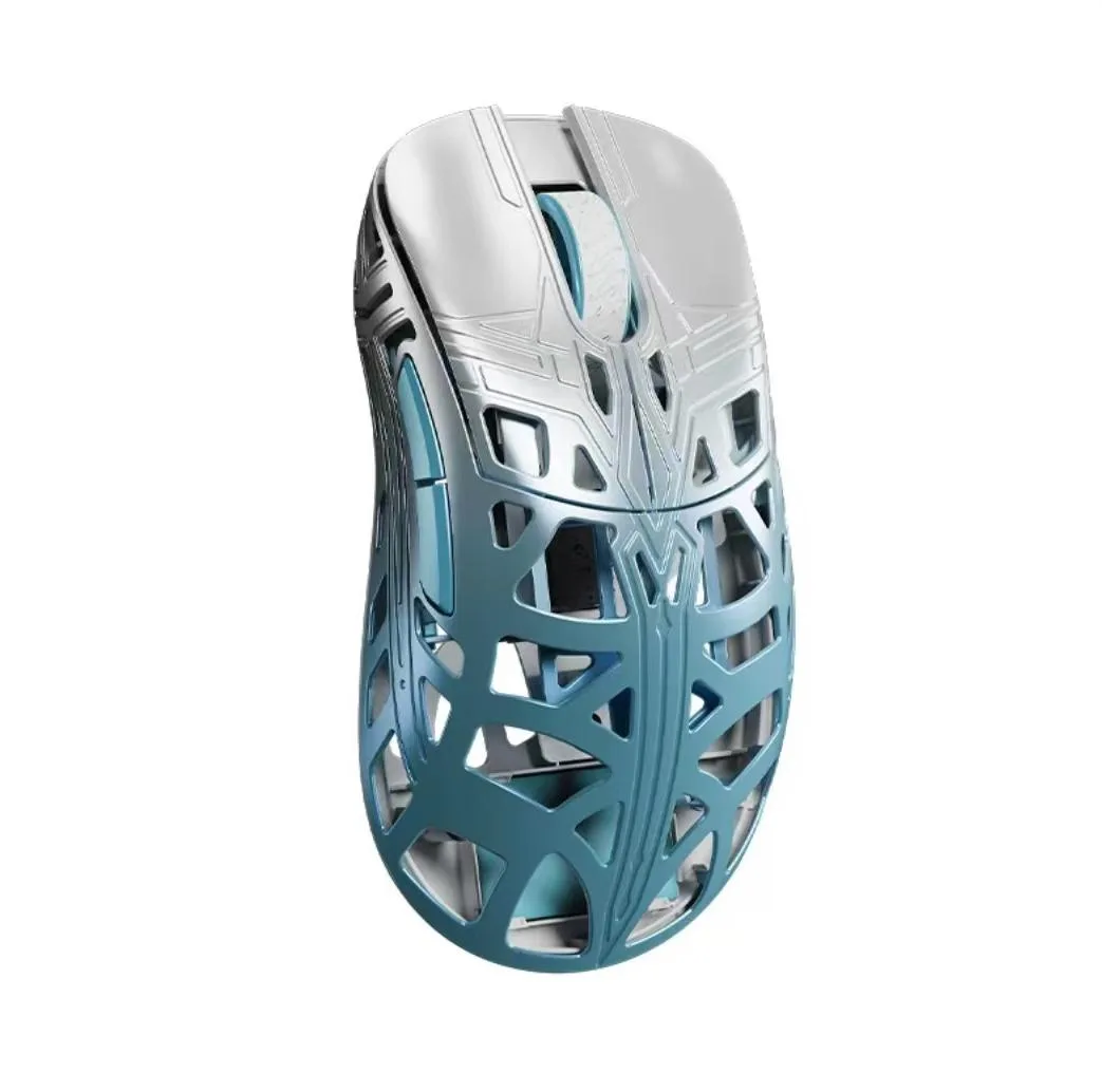 Blue magnesium-alloy wireless gaming mouse, lightweight shell with ABS base