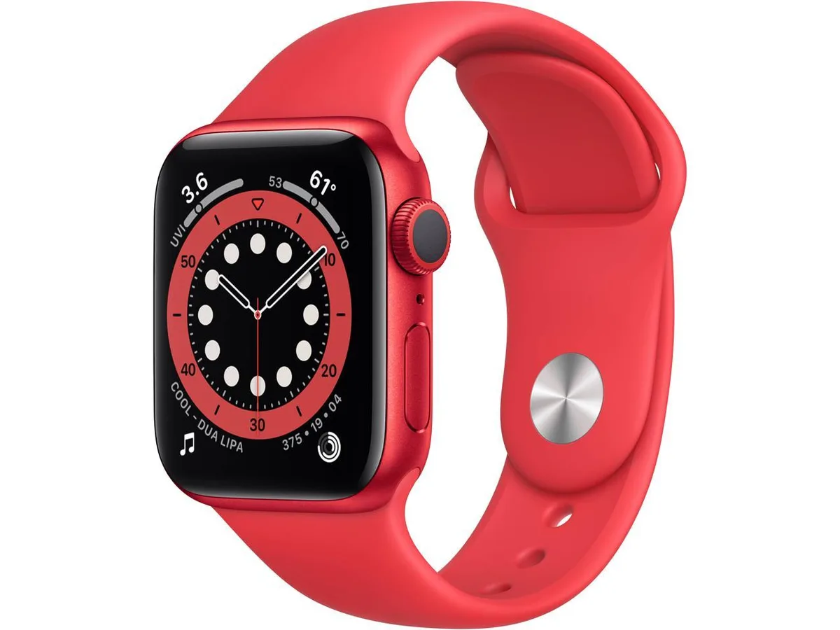 Apple Apple Watch Series 6 M00A3LL/A 40mm Aluminum Case Red Sports Band — produktfoto