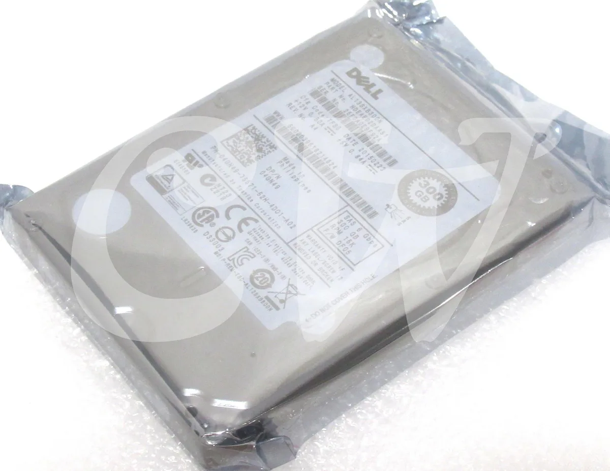 Silver 2.5 inch SAS enterprise hard drive with Dell label
