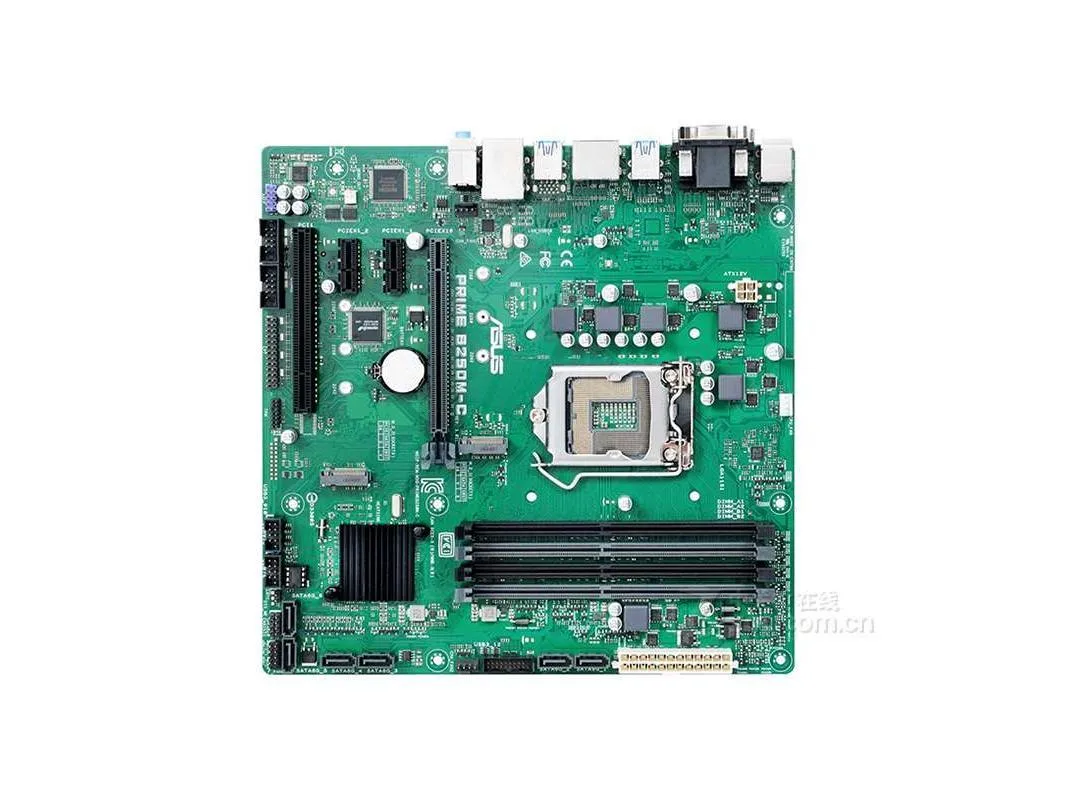 Micro ATX motherboard dark PCB silver ports LGA 1151 socket