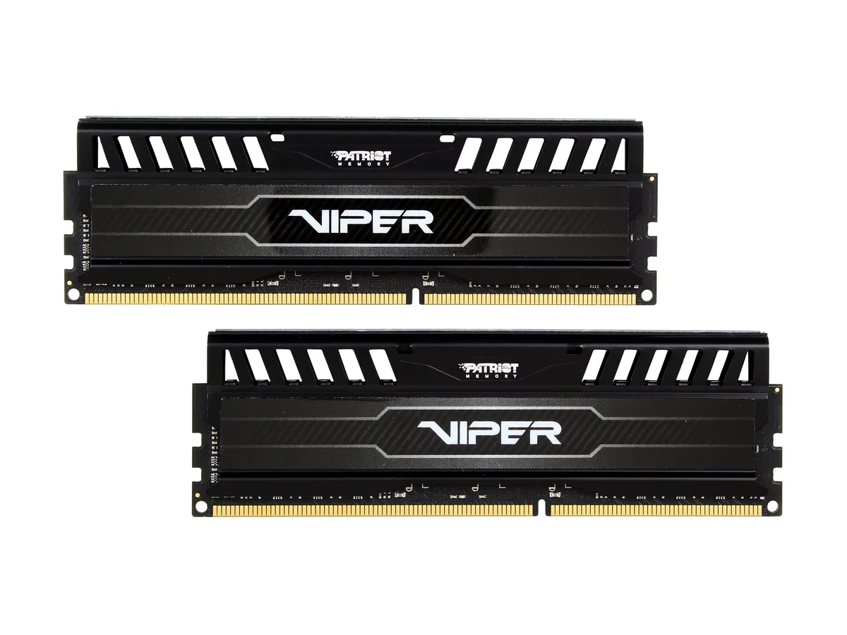 Two black DDR3 modules with tall heat spreaders