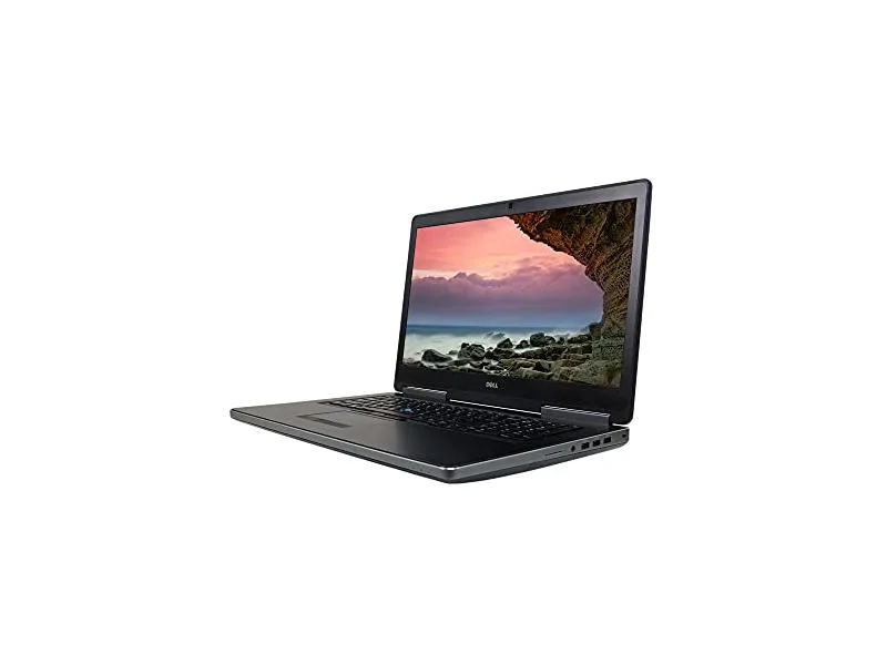 Silver Dell Precision 7720 17.3 inch laptop closed on white background