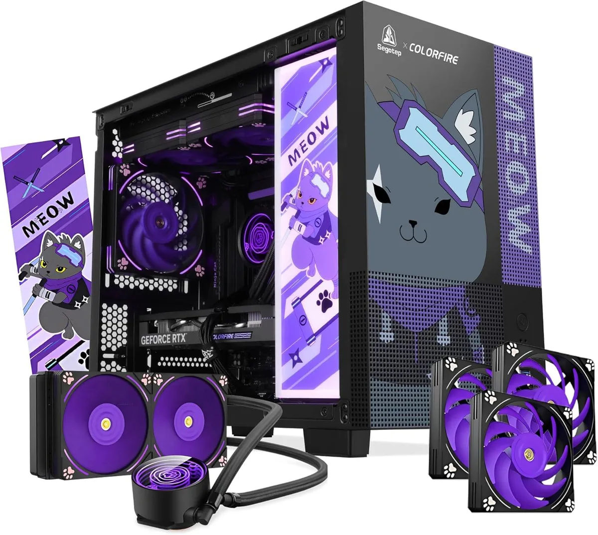 segotep segotep Memphis-S Ninja Combo M-ATX PC Case with Lightning Panel, AIO BeIced II 240 ARGB Cooler — product photo