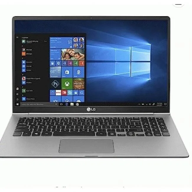 Black 15-inch laptop closed showing slim profile and thin bezels