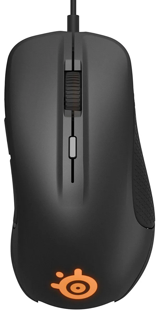 Black right-handed wired gaming mouse with Prism RGB lighting, ergonomic shape, six buttons, 2 metre cable