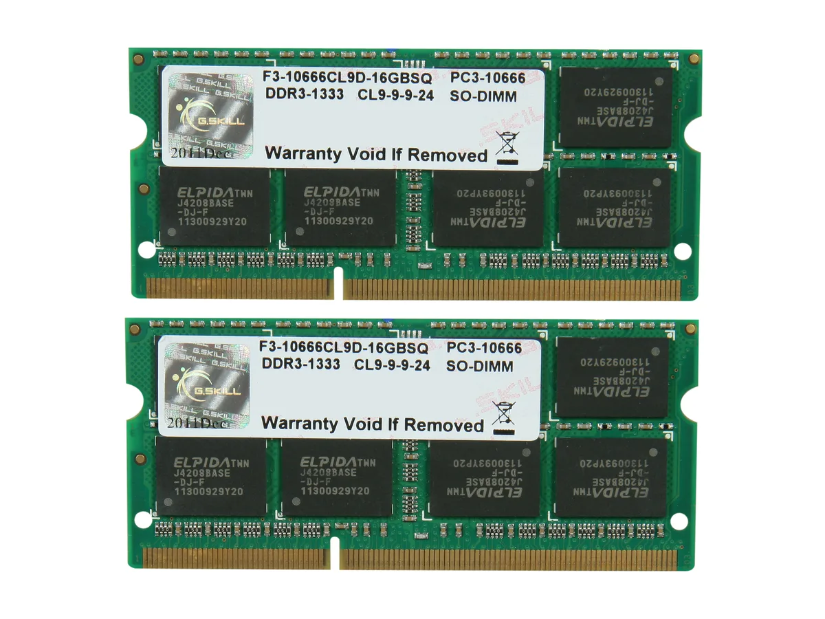 G.SKILL G.SKILL F3-10666CL9D-16GBSQ 16GB (2 x 8GB) DDR3 1333 laptop RAM — ภาพสินค้า