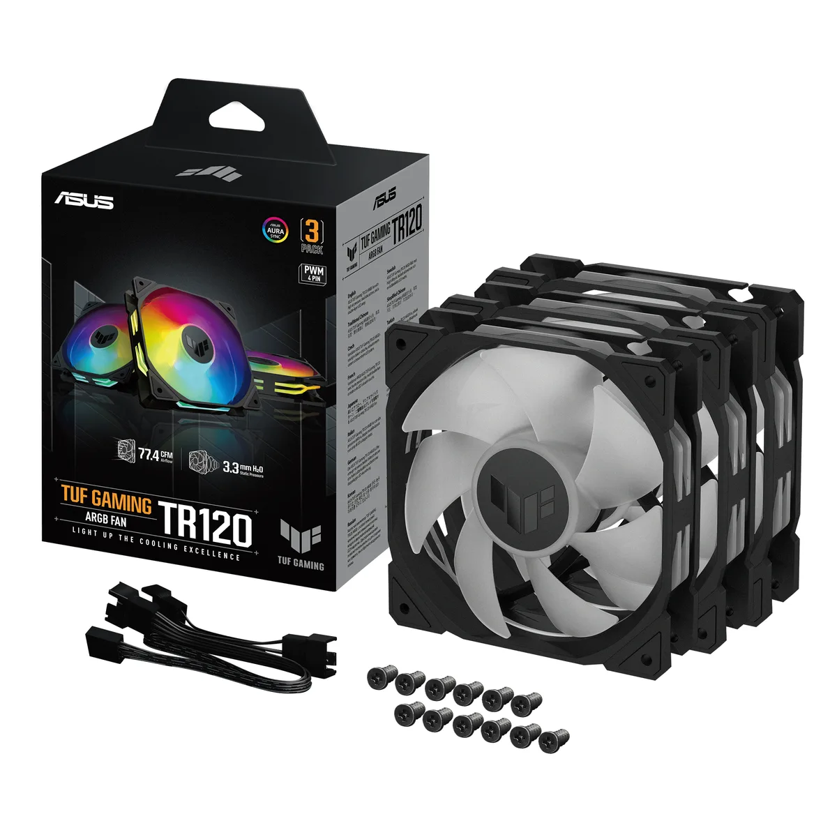 ASUS ASUS TUF Gaming TR120 ARGB 120mm 28mm Triple Pack Case Fan — product photo