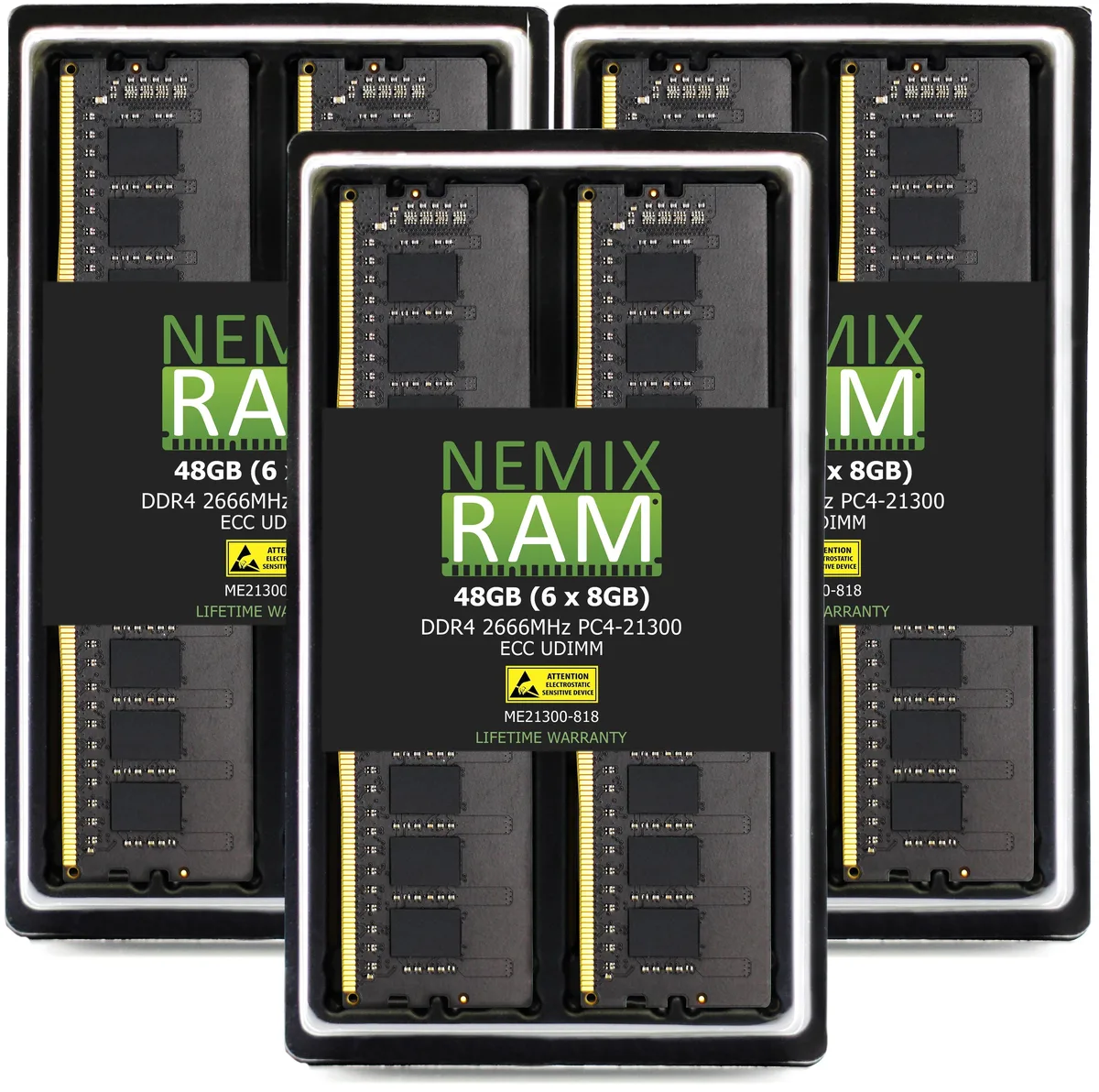 NEMIX RAM NEMIX RAM 48GB (6x8GB) DDR4 2666 ECC Unbuffered UDIMM server RAM — product photo