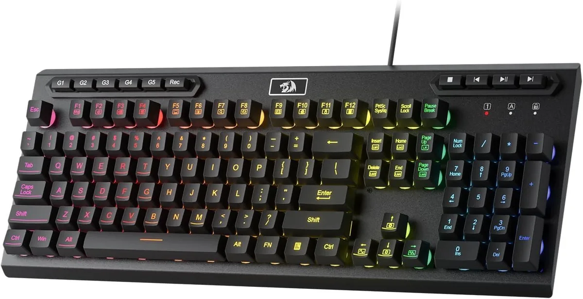 Redragon Redragon K513 RGB Membrane Gaming Keyboard 104 Keys 26 Anti-Ghost 5 Macro Keys Black — fotografia produktu