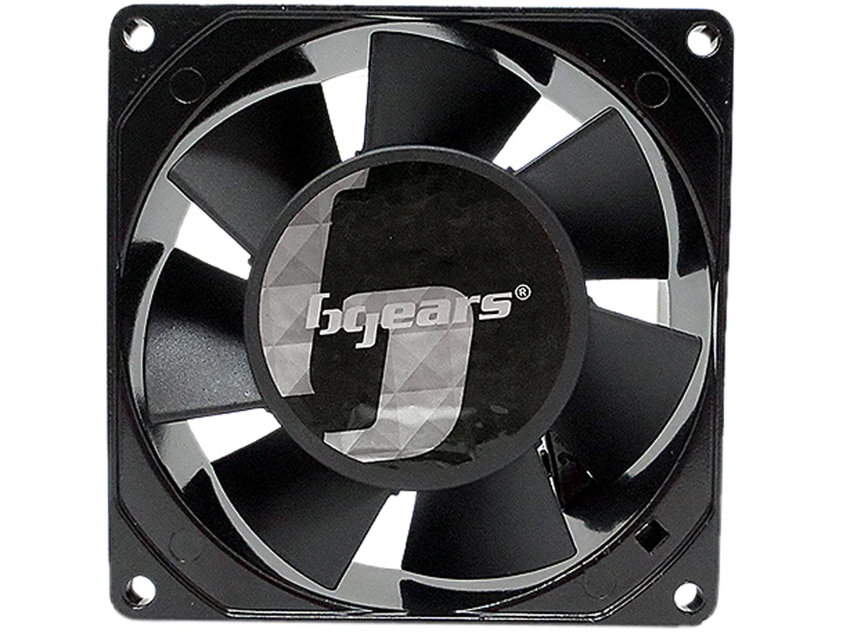 Black 90mm square case fan 38mm thick with metal frame and wire guard