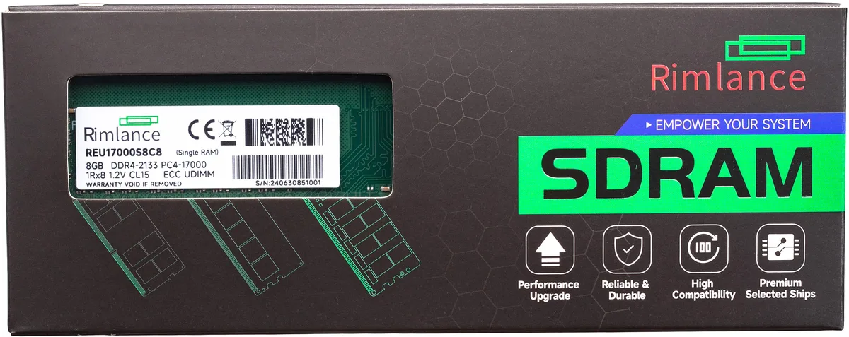 Green 288-pin DDR4 UDIMM module with black memory chips