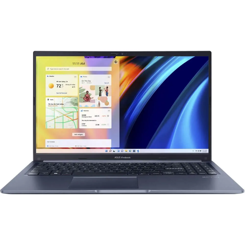 Silver ASUS Vivobook 15 laptop with 15.6 inch display and numeric keypad