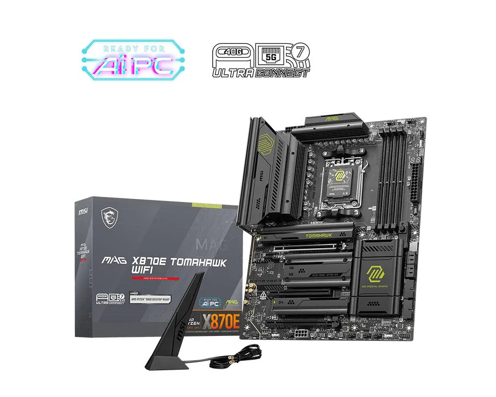 Rectangular ATX motherboard in dark grey with black heatsinks and silver accents