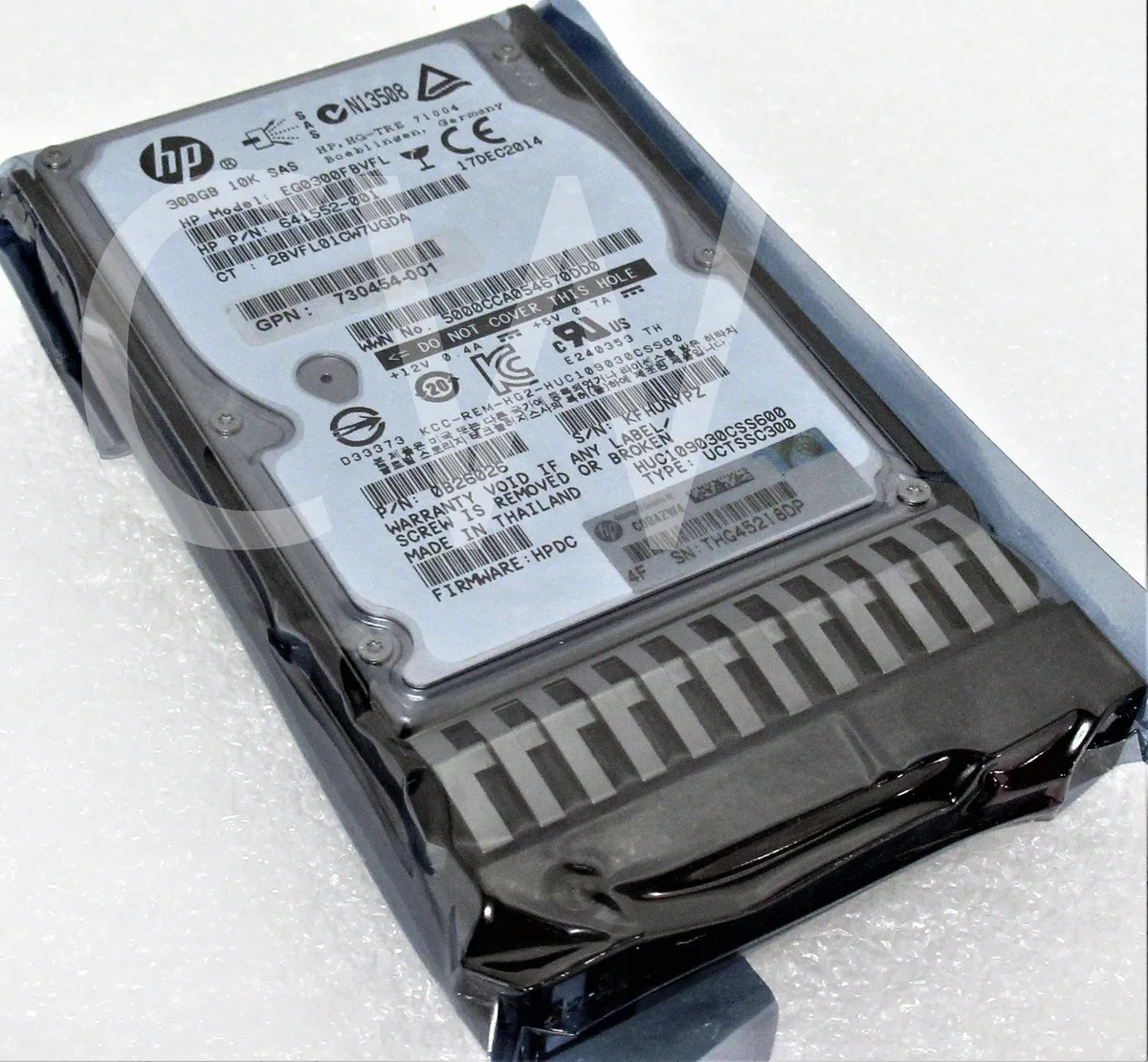 Silver 2.5 inch SAS hard drive mounted in black Smart Carrier tray
