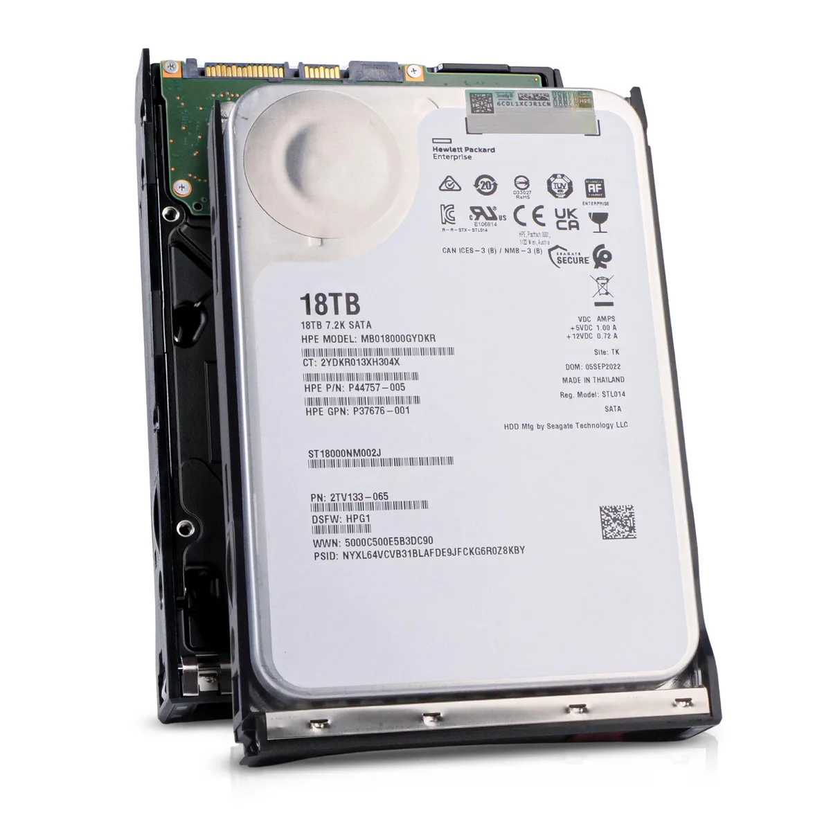 Silver 3.5-inch enterprise hard drive in HP Gen11 tray