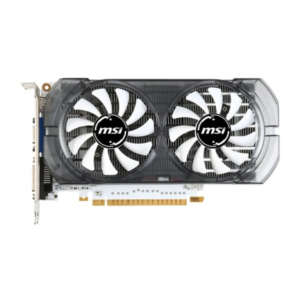 MSI GTX 750 Ti graphics card with dual-slot cooler and metal bracket