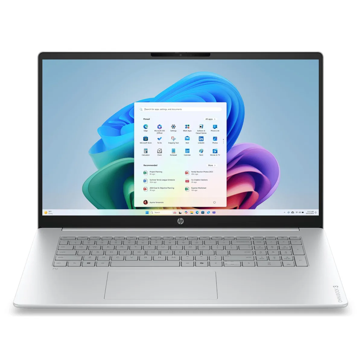 HP HP OmniBook 3 laptop 17.3" FHD Touchscreen Ryzen 5 130 64GB 1TB SSD Silver — product photo