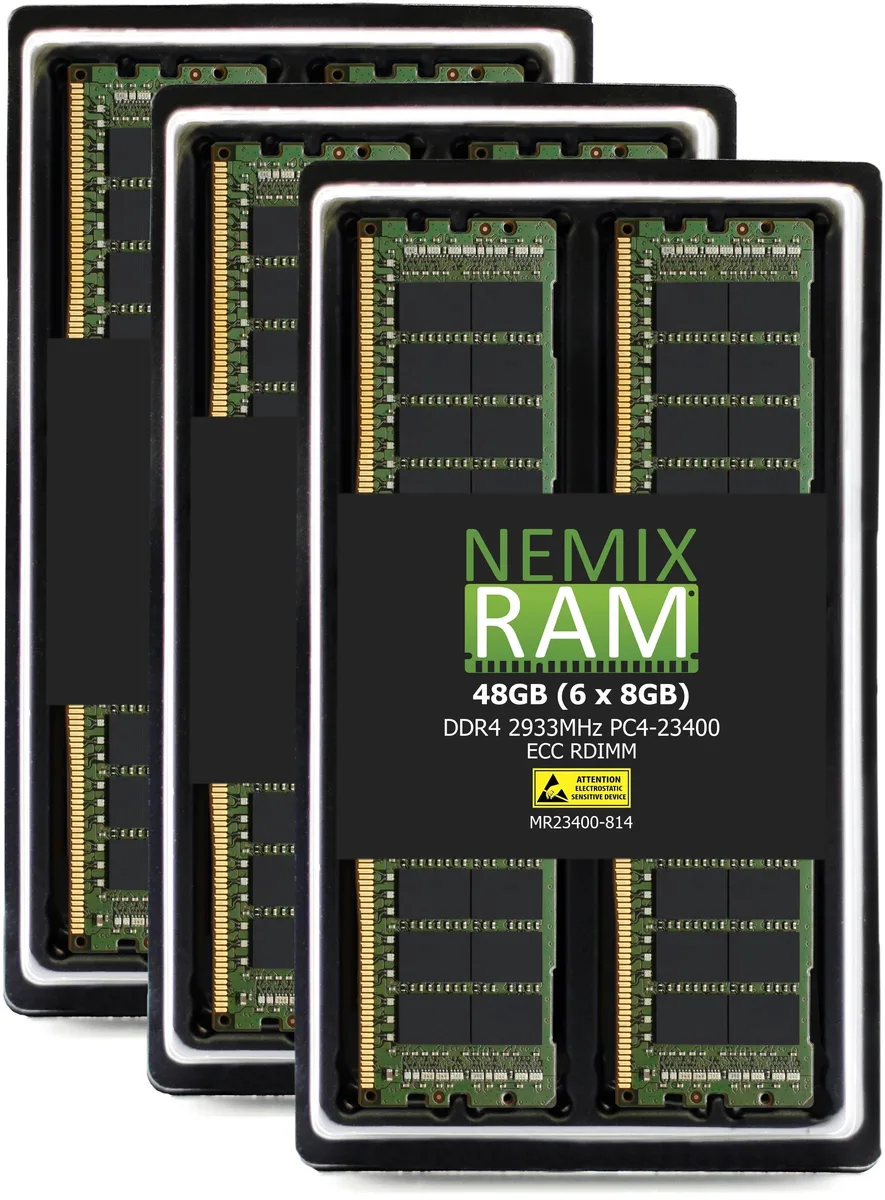 NEMIX RAM NEMIX RAM 48GB (6x8GB) DDR4 2933 PC4-23400 CL21 1Rx4 ECC RDIMM server RAM — product photo