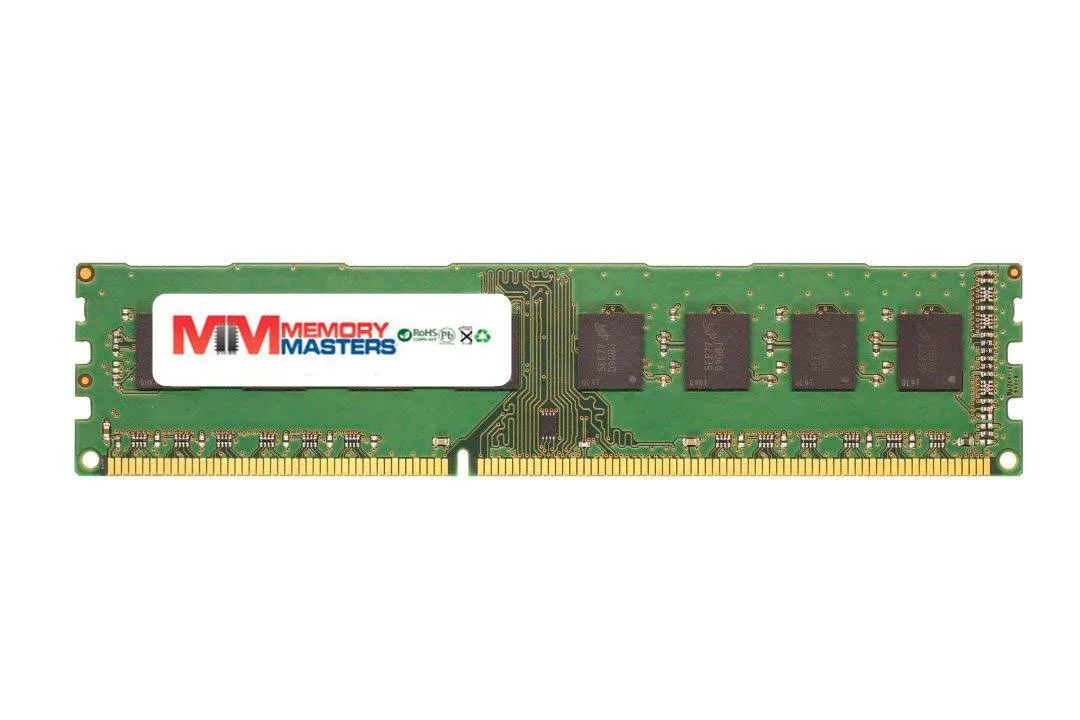 Green circuit board with black memory chips and gold edge connector
