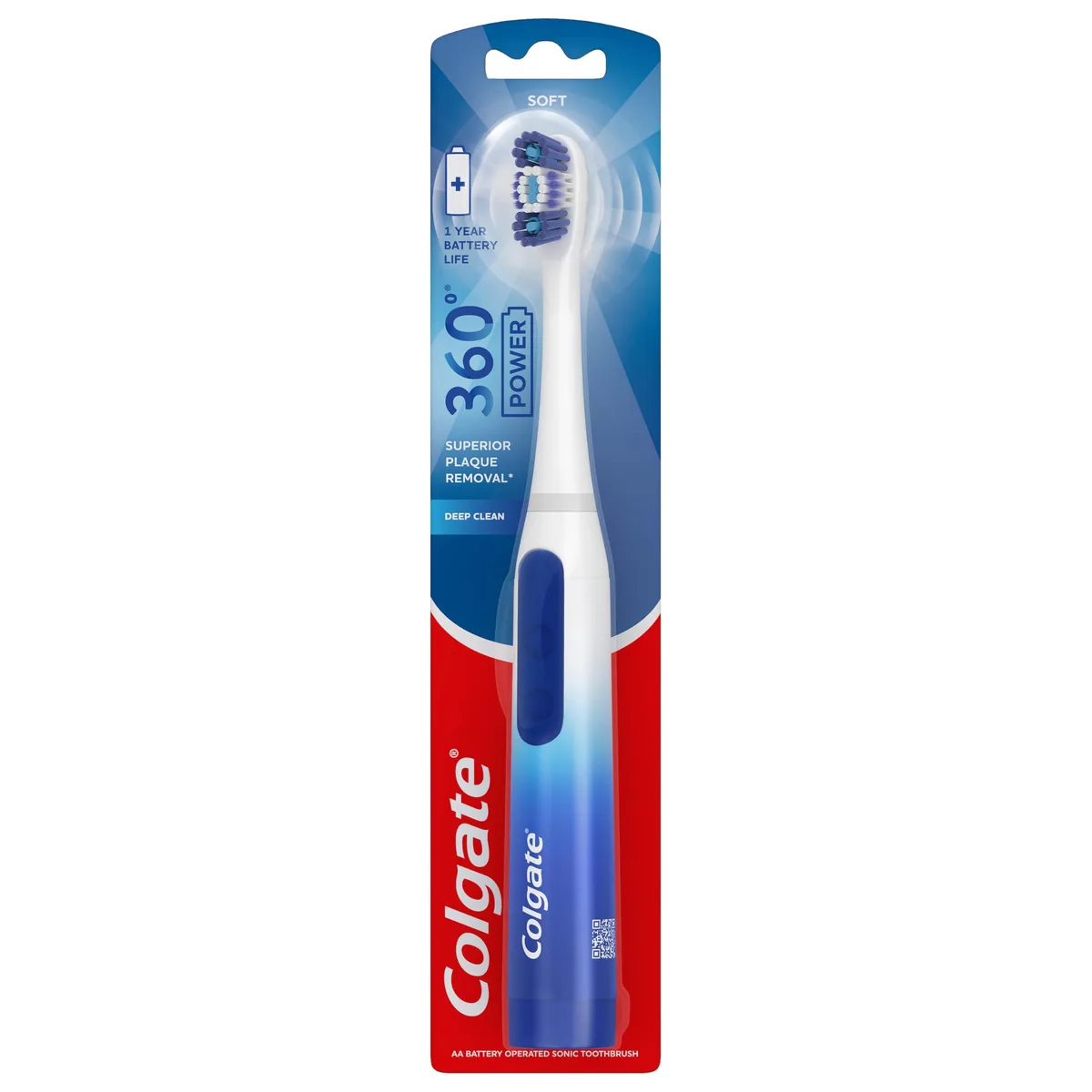  Colgate 360 Vibrate Deep Clean Battery Powered Electric Toothbrush Soft Blue — 제품 사진