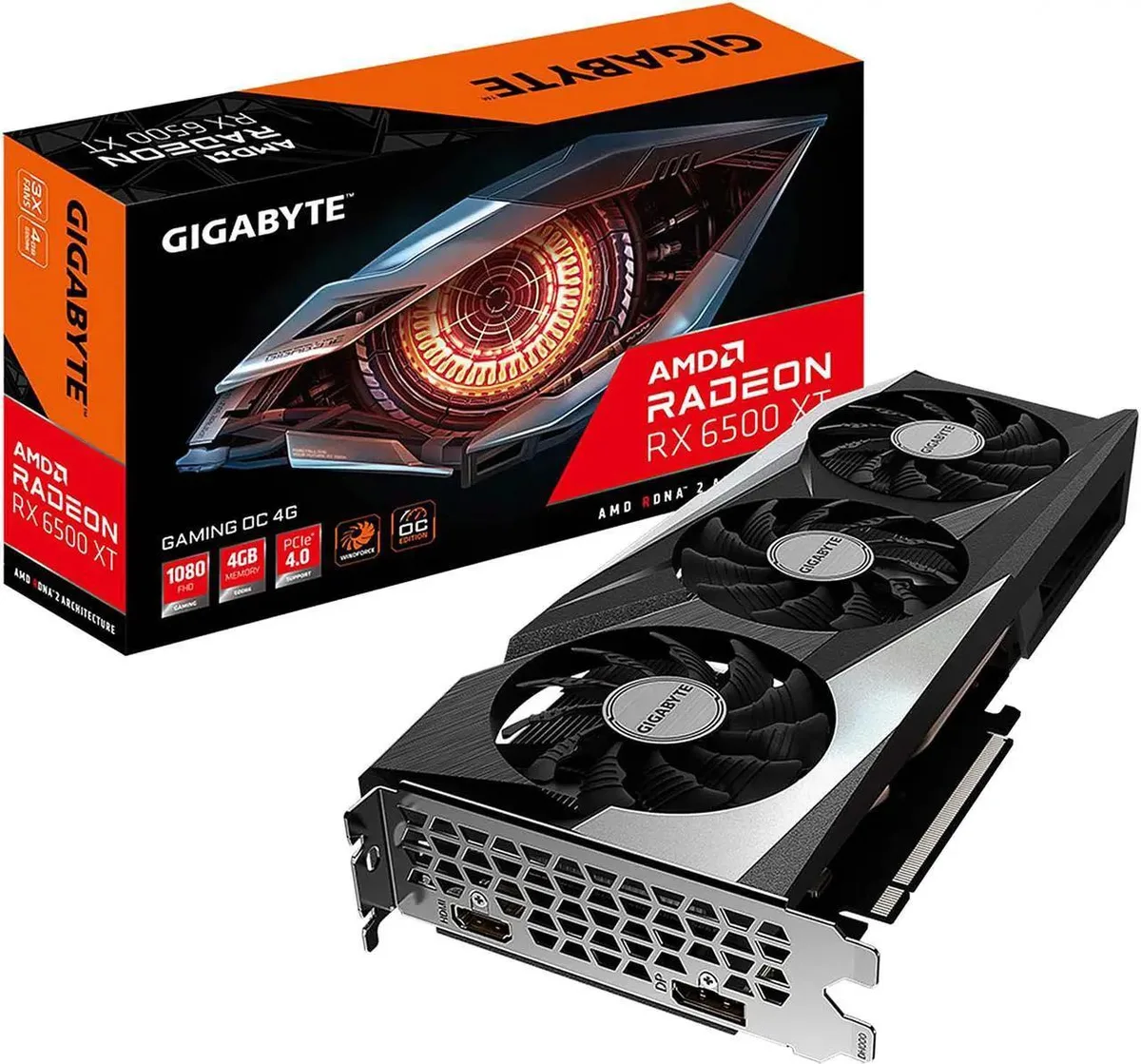 GIGABYTE GIGABYTE Radeon RX 6500 XT GAMING OC 4GB graphics card — product photo