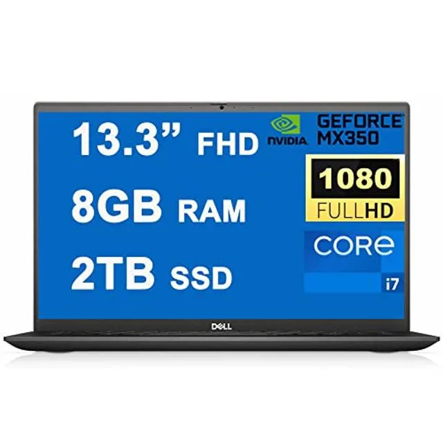 Thin silver laptop with 13.3 inch screen, narrow borders, backlit keyboard and fingerprint reader