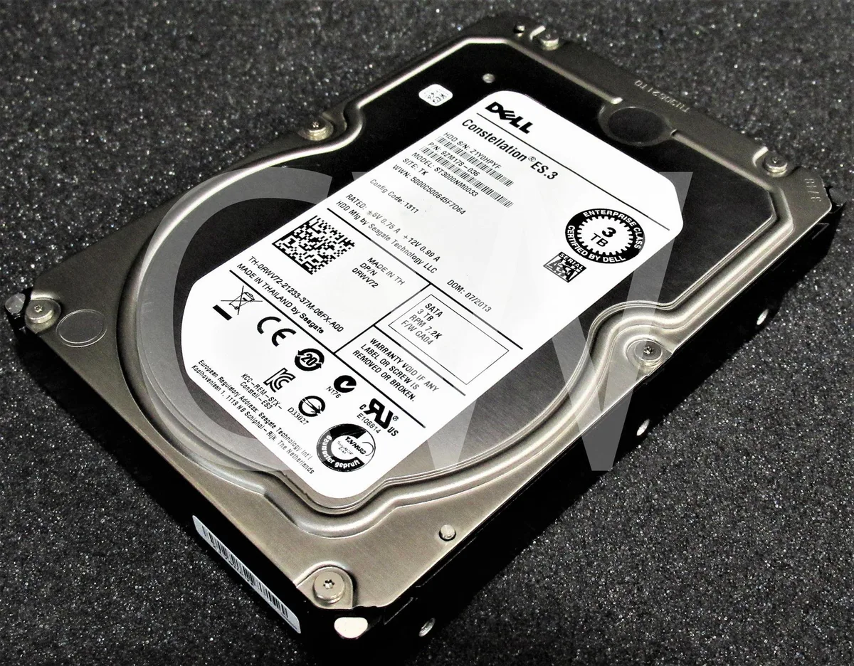 DELL DELL ST3000NM0033 3TB 7.2K 6Gb/s 128MB 3.5" SATA internal hard drive — 商品写真