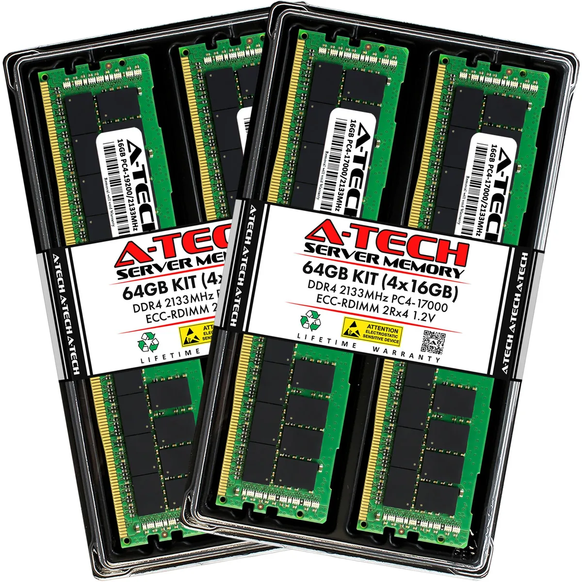 A-Tech A-Tech 64GB (4x16GB) DDR4 2133 ECC RDIMM 2Rx4 server RAM — photo du produit