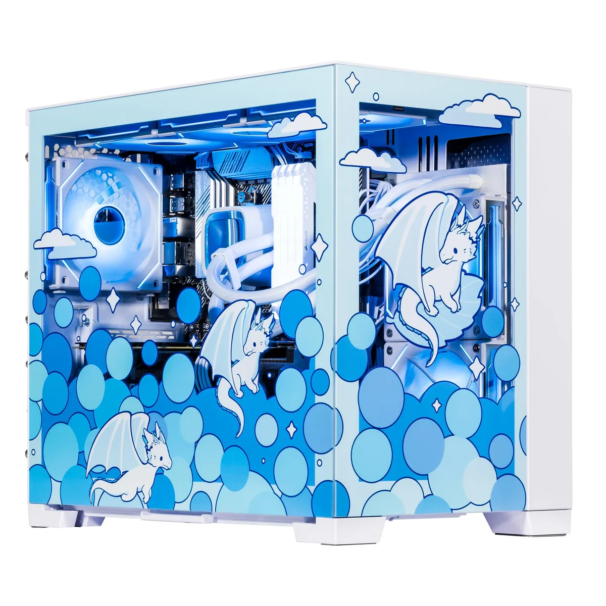 Velztorm Velztorm Frosty Dragon Custom Built Gaming Desktop PC Ryzen 7 5700X RTX 5070 Ti 32GB DDR4 2TB PCIe SSD Pro — product photo