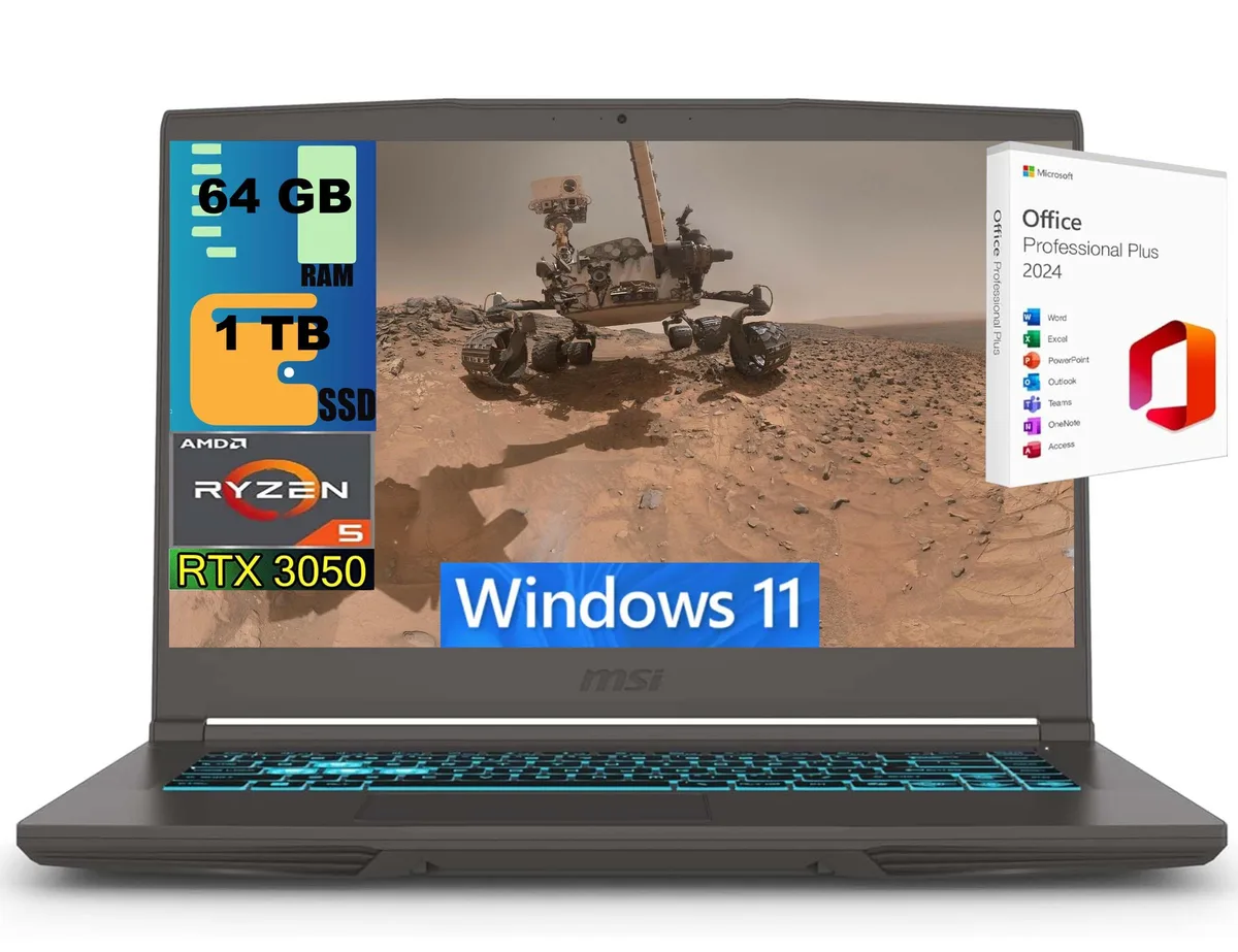 Black 15.6-inch gaming laptop, slim profile, matte finish