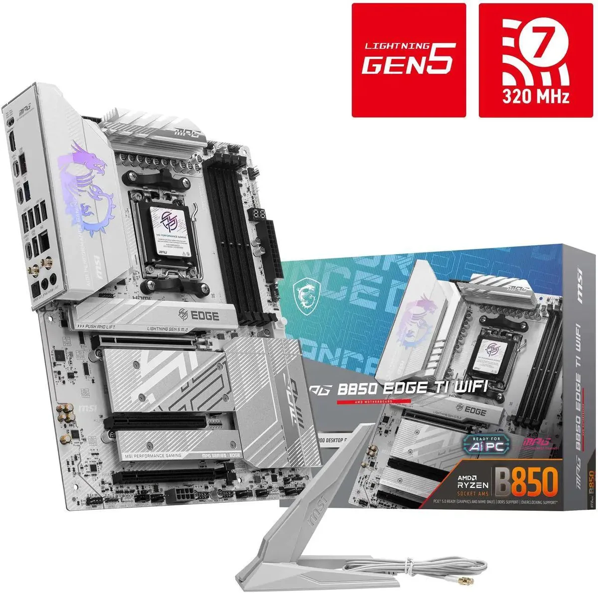 Rectangular ATX motherboard with black extended heatsinks and silver accents