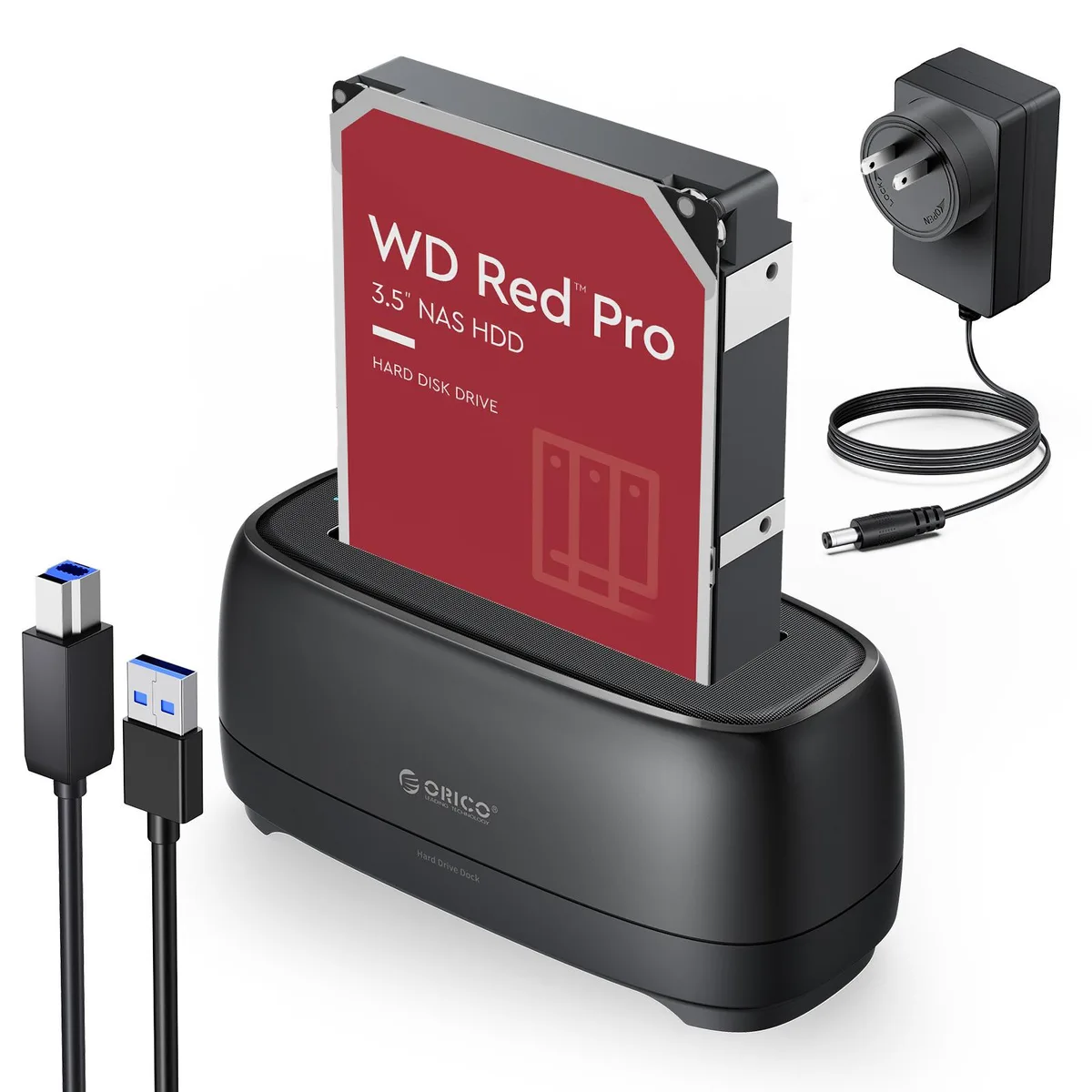 Orico Orico 2.5/3.5 inch SATA HDD SSD Dock USB 3.0 22TB UASP 12V Black — תמונת המוצר