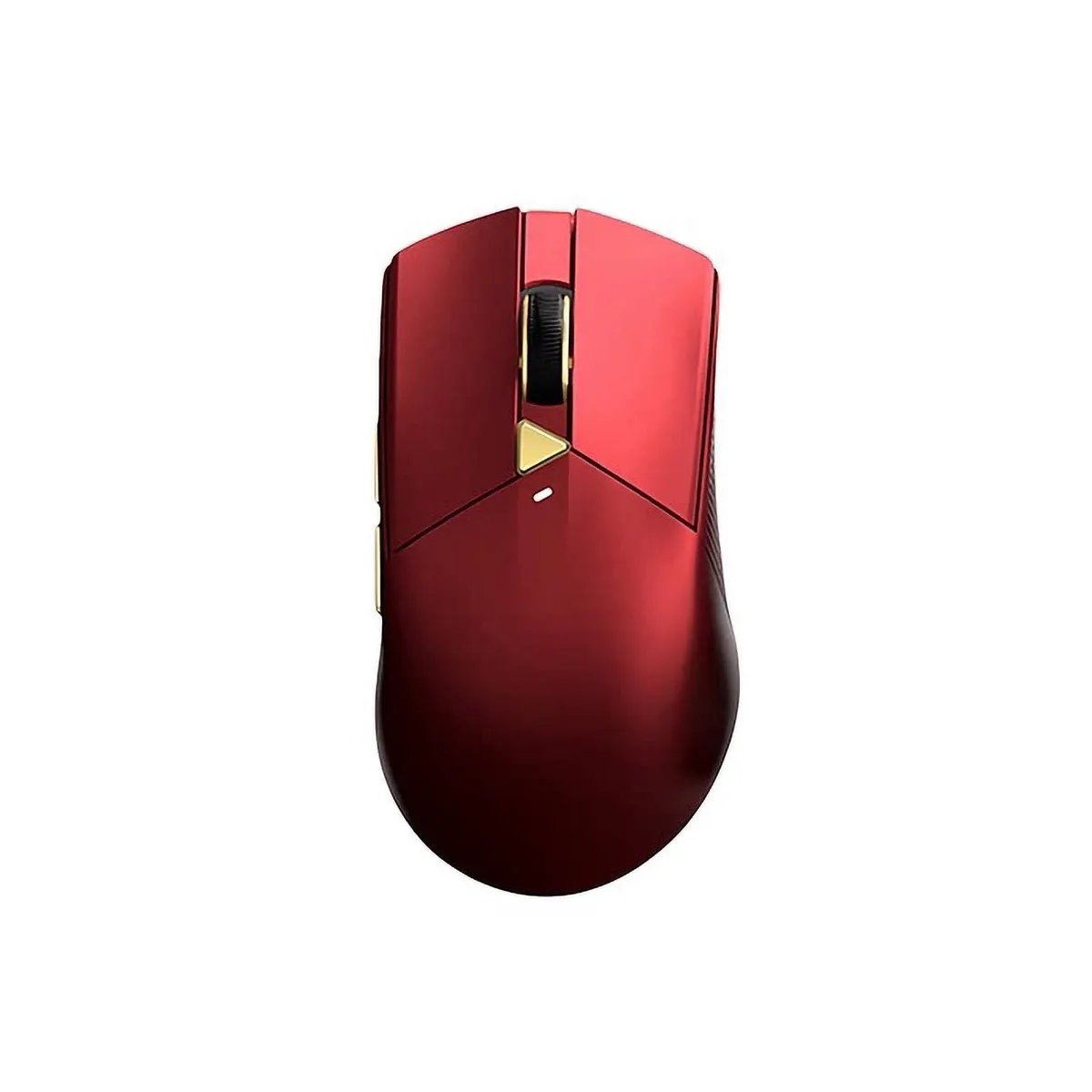 Red right-handed gaming mouse, symmetrical shape, USB-C port, 62 grams