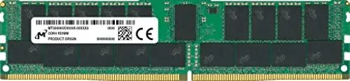 Green 288-pin DDR4 DIMM with black chips, 5.3 inches long