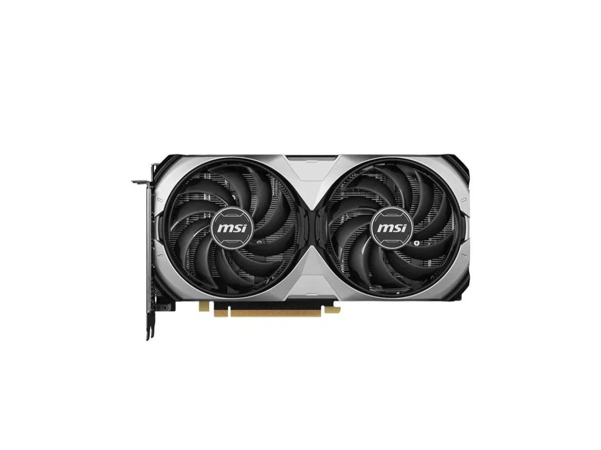 Dual-fan graphics card in matte black finish