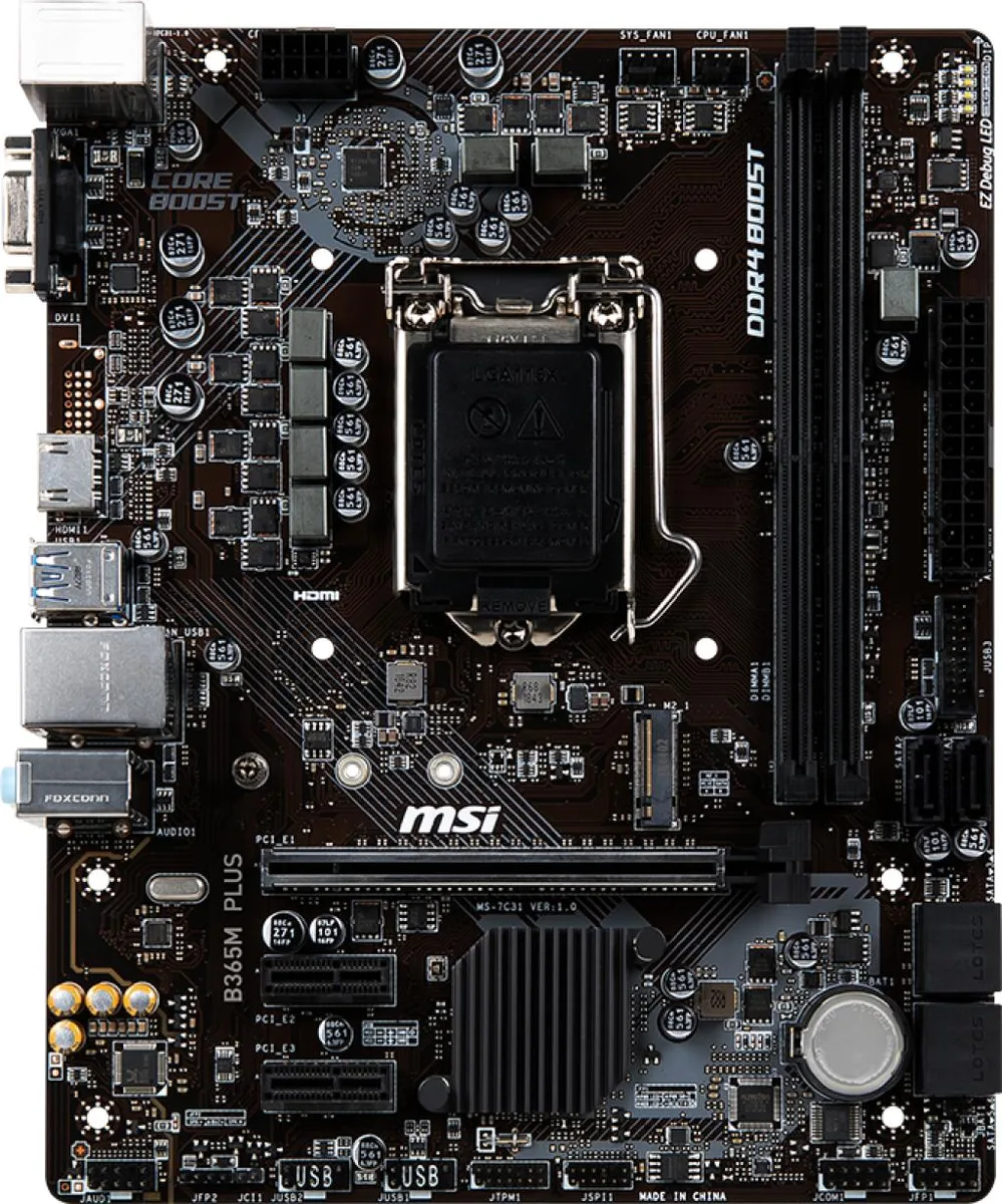 MSI MSI B365M PLUS Intel motherboard LGA 1151 DDR4 32GB Micro ATX — product photo