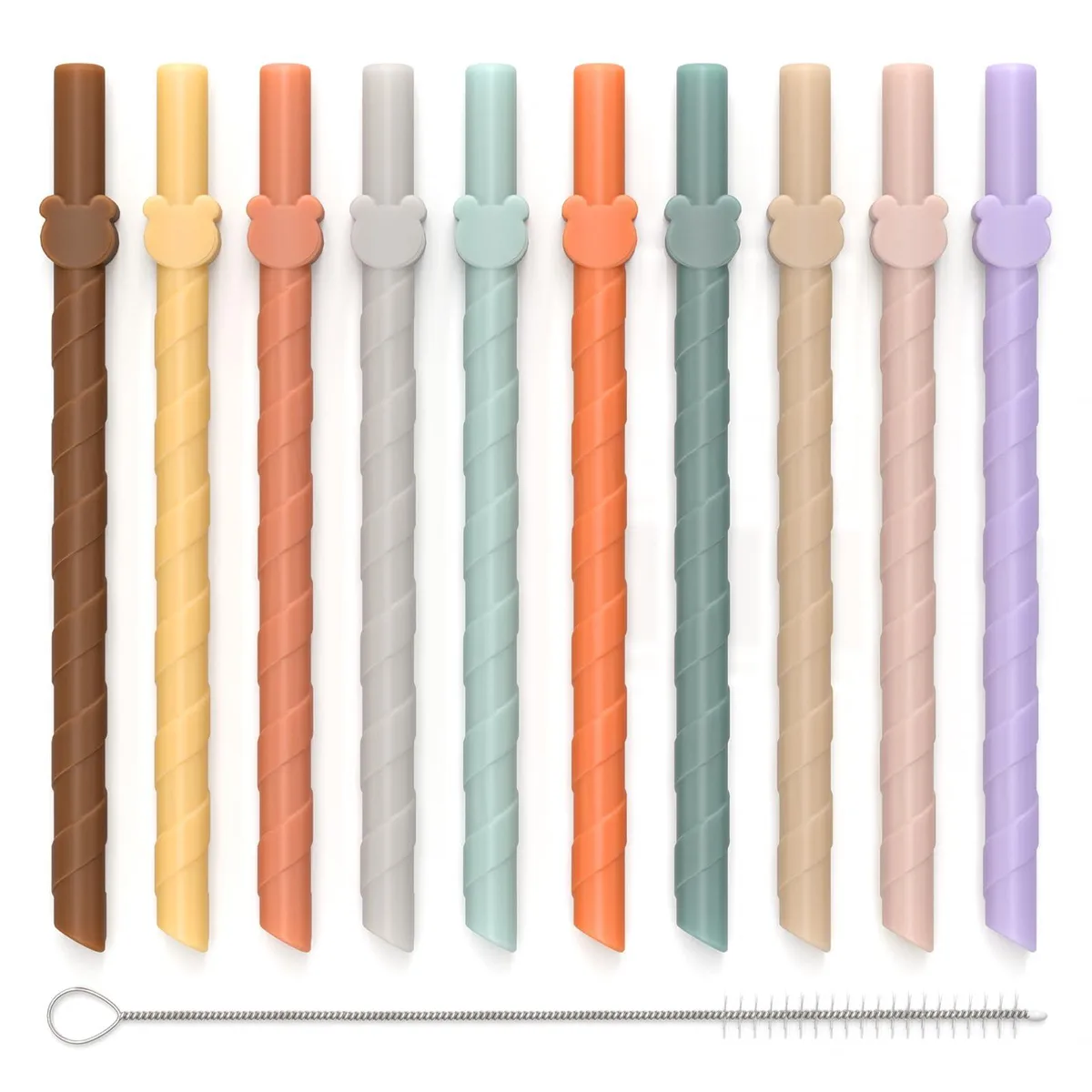  Miniguysa 10 Silicone Straws 6.8" Bear Multi-Color — foto produk
