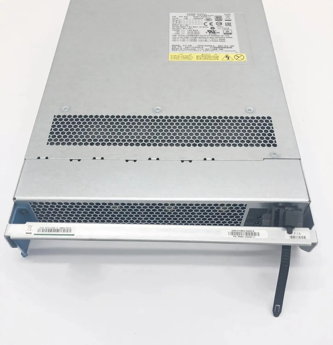 Rectangular ATX power supply unit in black metal finish