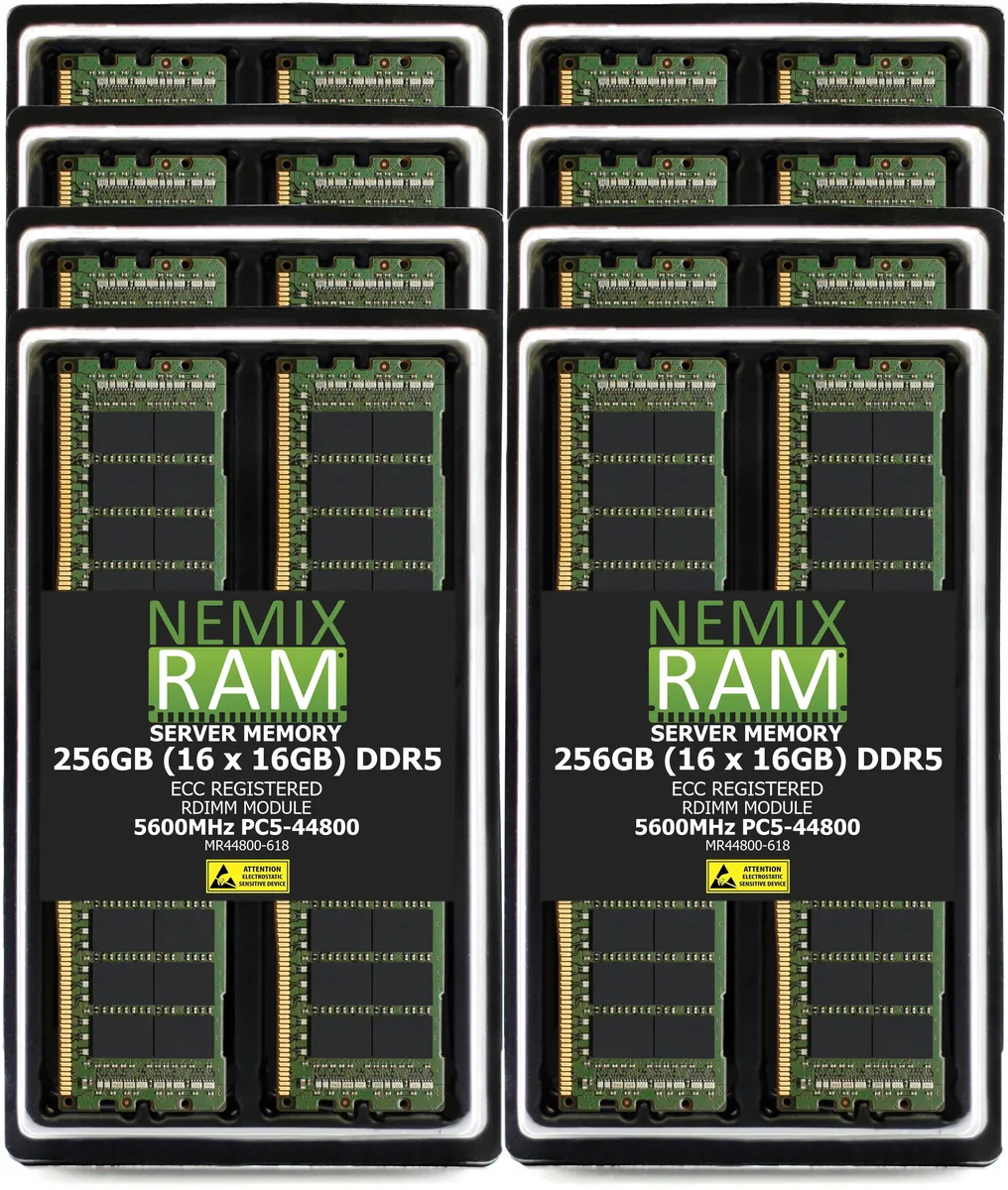NEMIX RAM NEMIX RAM 256GB (16x16GB) DDR5 5600 CL46 ECC RDIMM ST650 V3 memory upgrade — produktbild