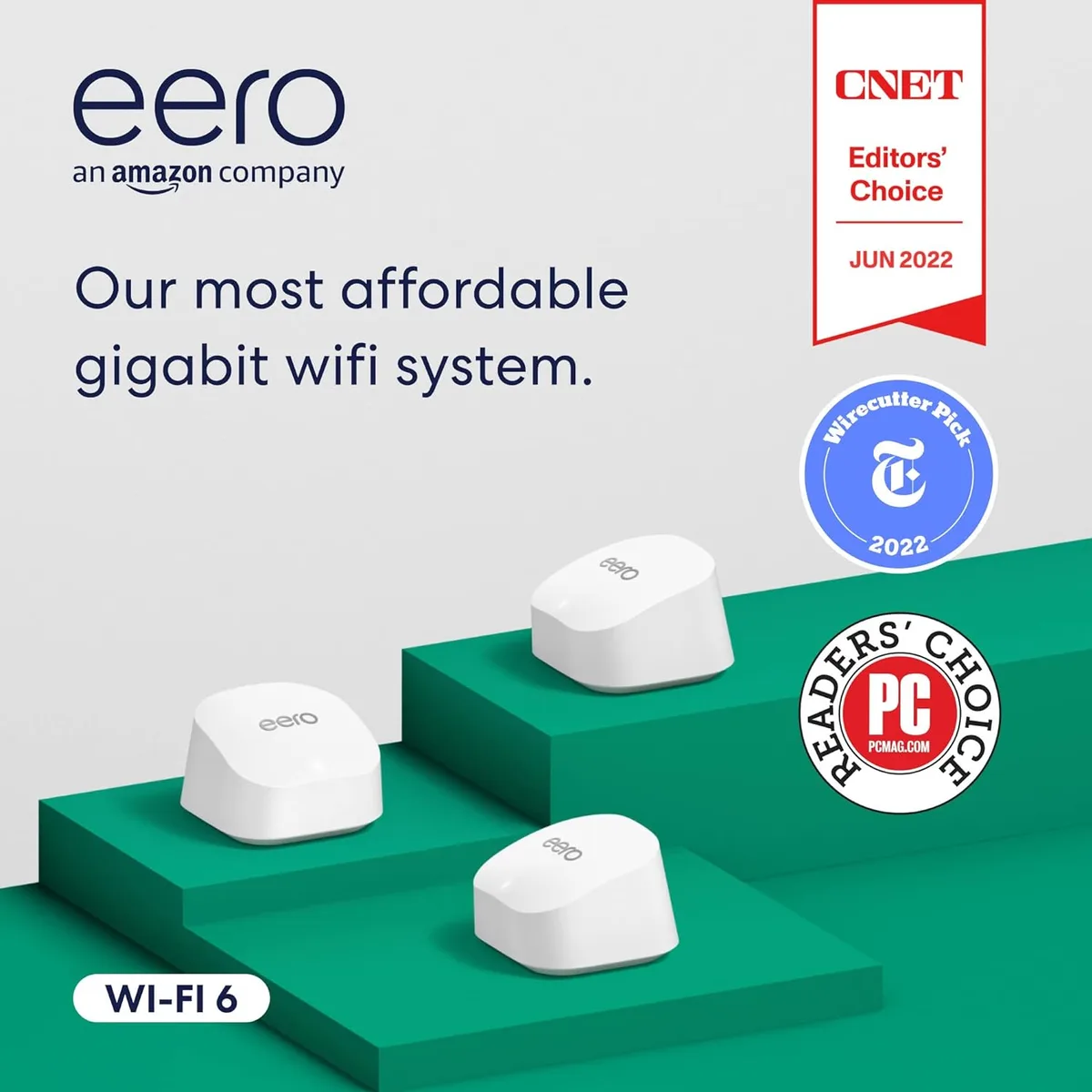 eero eero B08ZK2BHP2 AX3000 Wi-Fi 6 Mesh System 3-pack — produktfoto