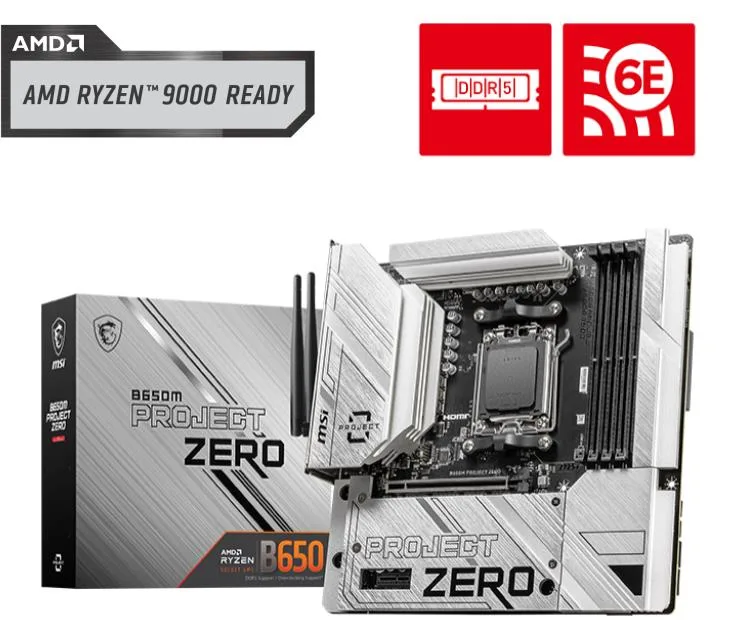 MSI MSI B650M PROJECT ZERO AMD motherboard — product photo