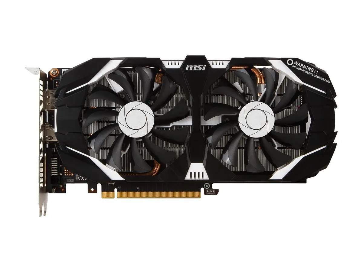 MSI GeForce GTX 1060 6GB graphics card with dual-fan cooler and metal backplate