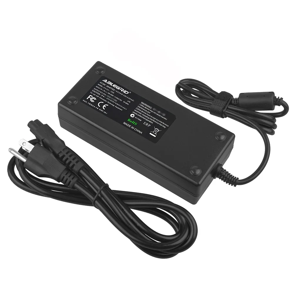 Black rectangular 19V 120W AC adapter with round tip and detachable cord