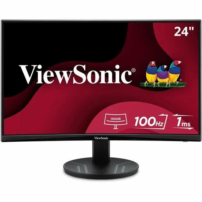 24 inch black curved monitor with frameless matte screen