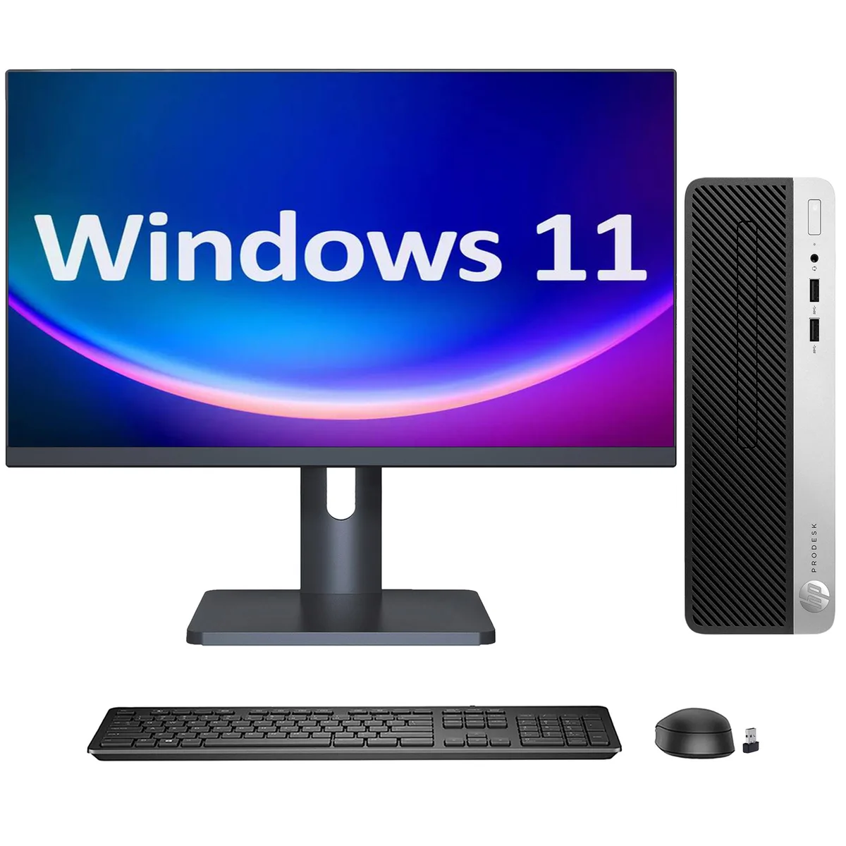 HP HP ProDesk 400 G5 SFF desktop PC, 27" monitor, i3-8100 3.6GHz, 32GB DDR4, 1TB SSD, Windows 11 Pro — photo du produit