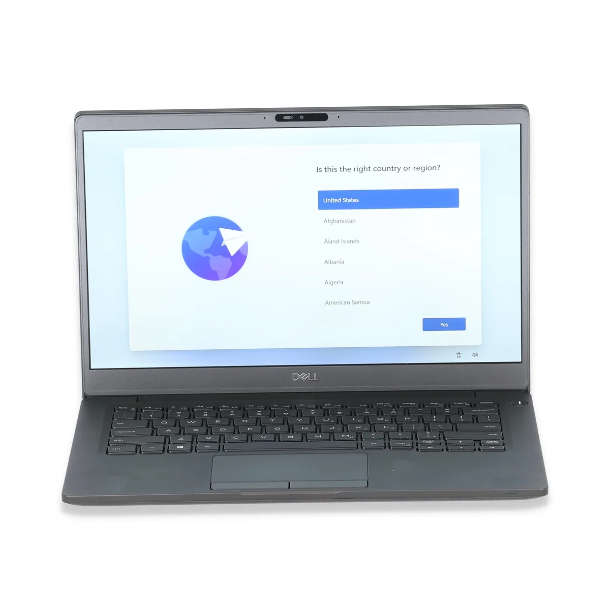 Black Dell Latitude 7300 laptop, non-touch screen, non-backlit keyboard, webcam present