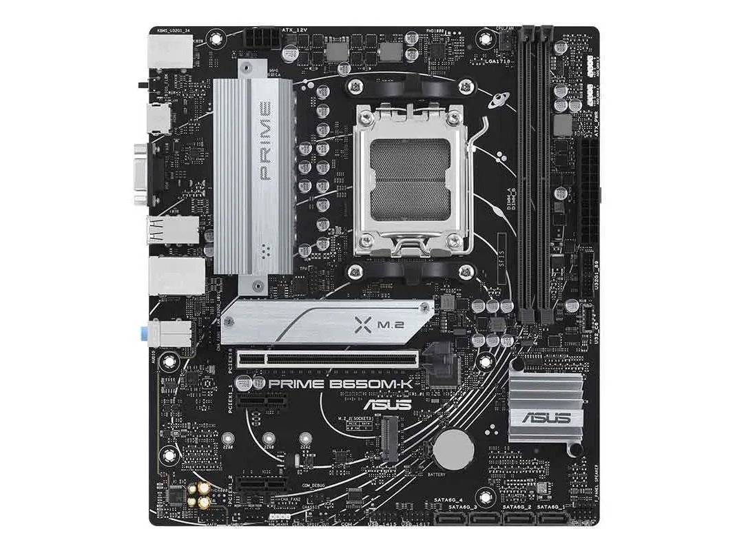 Green Micro ATX motherboard with AM5 socket and DDR5 slots