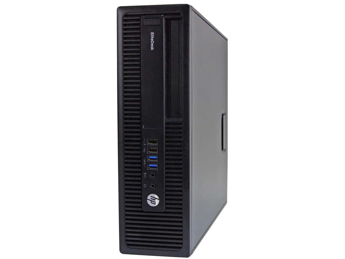 Compact silver small-form-factor desktop tower with front USB ports