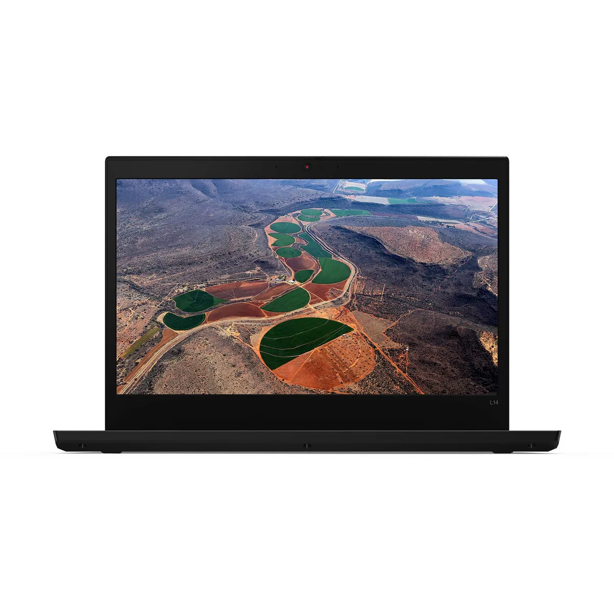 Black 14 inch ThinkPad laptop closed showing lid texture and logo